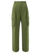 Matchesfashion.com Tibi - Crepe Wide-leg Cargo Trousers - Womens - Green
