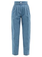 See By Chlo - Pleated-waist Tailored Cropped Jeans - Womens - Mid Denim