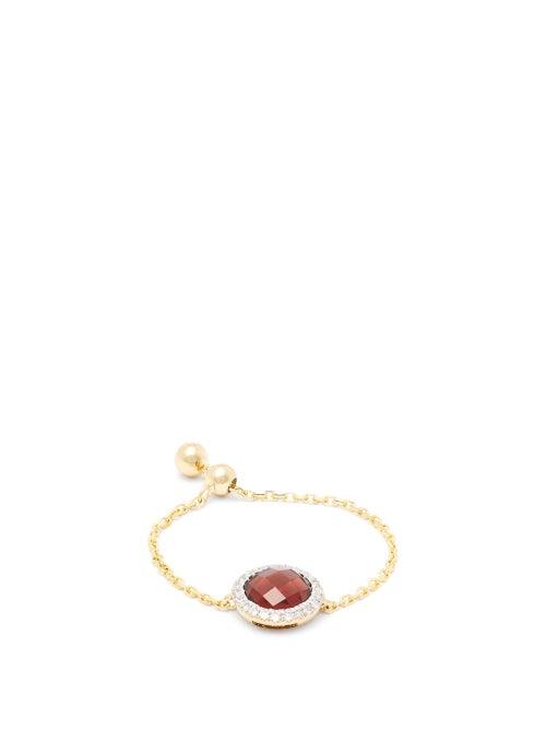 Matchesfashion.com Anissa Kermiche - January Diamond, Garnet & Gold Chain Ring - Womens - Red