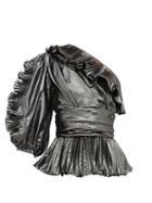 Matchesfashion.com Altuzarra - Adita One Shoulder Pleated Lam Top - Womens - Silver