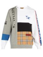 Matchesfashion.com Burberry - Patchwork Crew Neck Cotton Sweatshirt - Mens - Grey