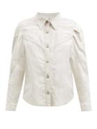 Matchesfashion.com Isabel Marant Toile - Leona Pleated-sleeve Denim Western Shirt - Womens - Ivory