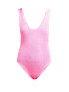 Matchesfashion.com Reina Olga - Ruby Scrunch Crinkle Low Back Swimsuit - Womens - Pink