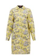 Matchesfashion.com Staud - Corgi Tropical-print Cotton-blend Shirt Dress - Womens - Yellow