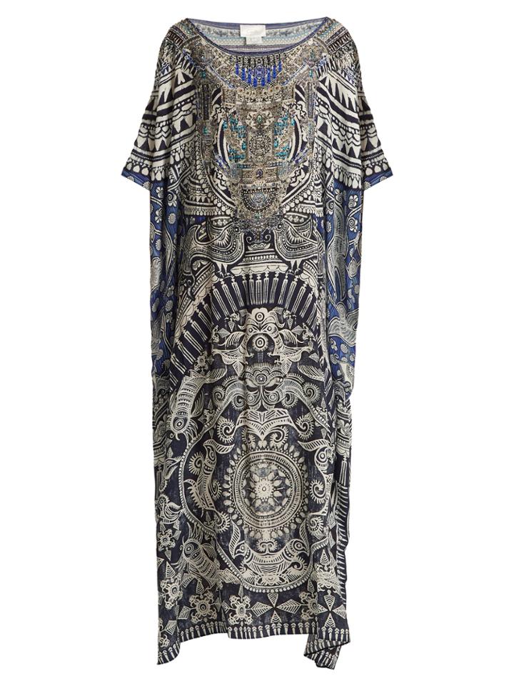 Camilla Small Town Hero-print Silk Kaftan