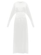 Matchesfashion.com Albus Lumen - Aziza Waist-tie Silk-charmeuse Gown - Womens - White