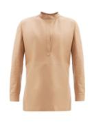 Matchesfashion.com Gabriela Hearst - Freja V-neck Leather Tunic Top - Womens - Camel