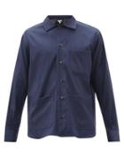 Matchesfashion.com Caruso - Patch-pocket Wool-blend Herringbone-twill Shirt - Mens - Navy