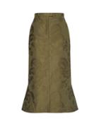 Matchesfashion.com Erdem - Felton Flared Jacquard Skirt - Womens - Green