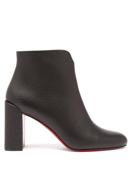 Matchesfashion.com Christian Louboutin - Castarika 85 Block-heel Leather Ankle Boots - Womens - Black