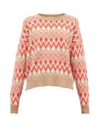 Matchesfashion.com Allude - Zig Zag Jacquard Wool Blend Sweater - Womens - Red Multi