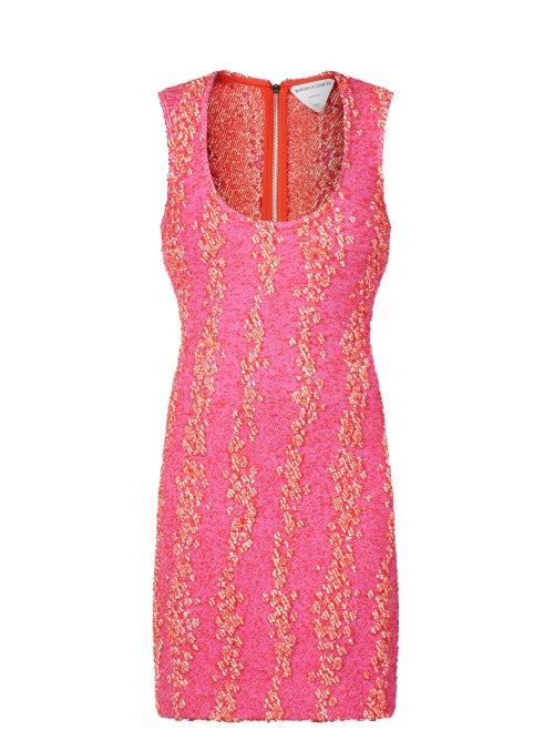 Matchesfashion.com Bottega Veneta - Scoop-neck Boucl Mini Dress - Womens - Pink Multi