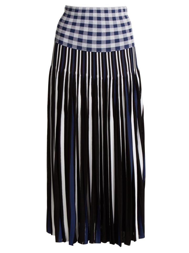 Sonia Rykiel Pleated Knitted Gingham Skirt