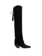 Matchesfashion.com Saint Laurent - West Suede Slouch Tassel Boots - Womens - Black