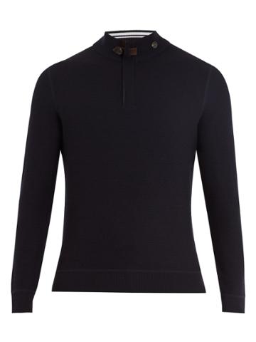 Zegna Sartorial High-neck Half-zip Wool Sweater