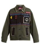 Matchesfashion.com Miu Miu - Bead And Crystal Embellished Cotton Blend Jacket - Womens - Green