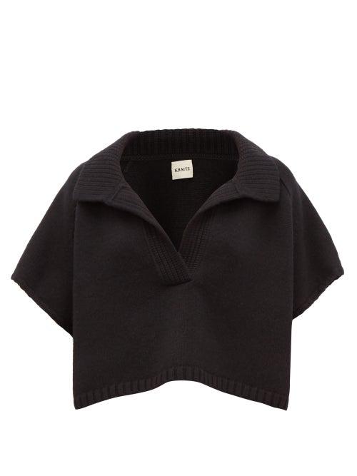 Matchesfashion.com Khaite - Sylvie Open-collar Cashmere Sweater - Womens - Black