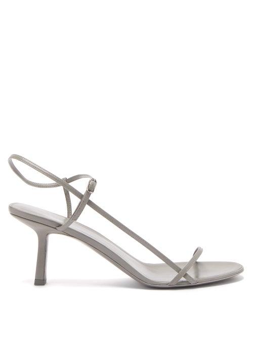 Matchesfashion.com The Row - Bare Mid Heel Leather Sandals - Womens - Grey