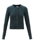 Matchesfashion.com See By Chlo - Cable-knitted Wool-blend Cardigan - Womens - Dark Green