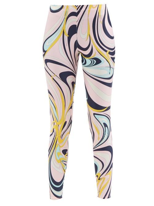 Emilio Pucci - Onde Swirl-print Jersey Leggings - Womens - Pink Multi