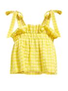Matchesfashion.com Ganni - Mahogany Ruffled Gingham Cropped Top - Womens - Yellow