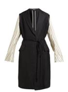 Matchesfashion.com Ann Demeulemeester - Striped Linen Blend Coat - Womens - Black Multi