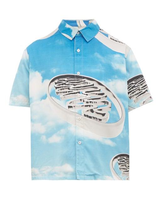 Matchesfashion.com P.a.m. - Cloud Print Short Sleeve Shirt - Mens - Blue