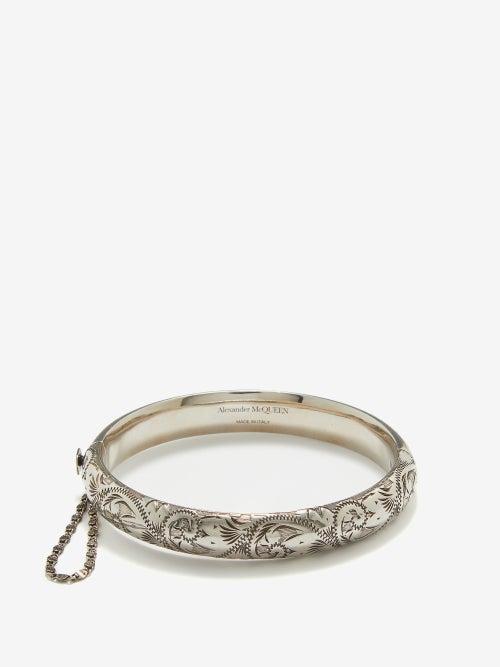 Alexander Mcqueen - Engraved Metal Bangle - Womens - Silver