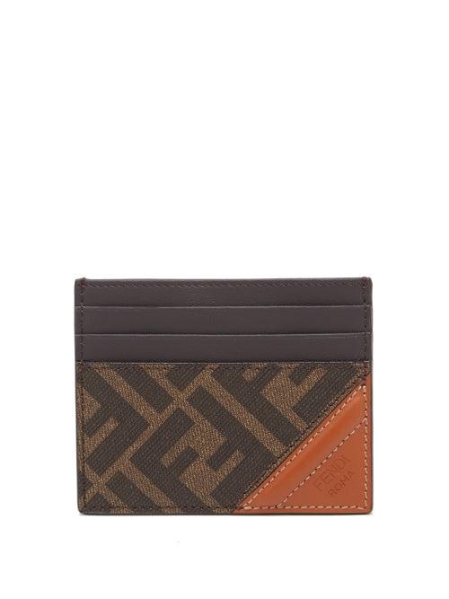 Mens Accessories Fendi - Ff Leather Cardholder - Mens - Brown Multi