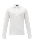 Matchesfashion.com Thom Sweeney - Long-sleeved Cotton-jersey Polo Shirt - Mens - White