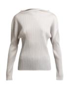 Matchesfashion.com Pleats Please Issey Miyake - High Neck Long Sleeve Pleated Top - Womens - Silver