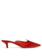 Matchesfashion.com Le Monde Beryl - Pointed Vamp Satin Mules - Womens - Red
