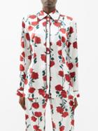 Emilia Wickstead - Anya Rose-print Silk Pyjama Shirt - Womens - Red Print