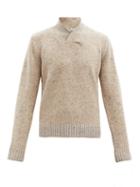 Matchesfashion.com Inis Mein - Shawl-collar Merino Wool-blend Sweater - Mens - Beige