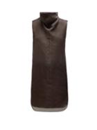 Matchesfashion.com The Row - Mora High Neck Organza Tunic Top - Womens - Dark Brown