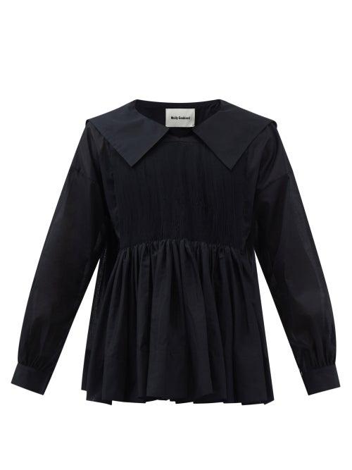 Molly Goddard - Seamus Smocked Cotton-voile Long-sleeved T-shirt - Mens - Black