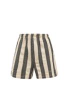 Bode - Striped Herringbone Cotton-twill Shorts - Mens - Grey Multi
