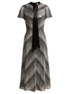 Matchesfashion.com Temperley London - Platinum Striped Sequinned Midi Dress - Womens - Black Silver
