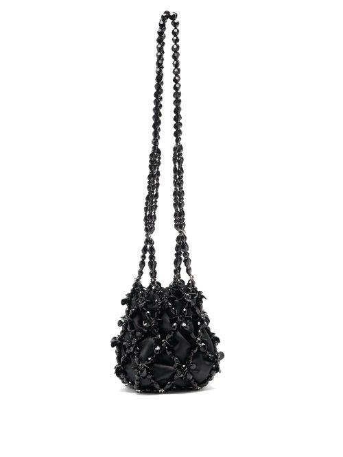 Matchesfashion.com Simone Rocha - Beaded Small Satin Shoulder Bag - Womens - Black