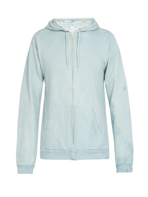 Matchesfashion.com Audrey Louise Reynolds - Zip Through Cotton Hooded Sweatshirt - Mens - Blue