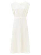 Matchesfashion.com Joseph - Delannoy V-back Cady Midi Dress - Womens - Ivory