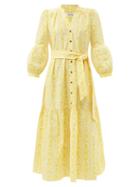Cefinn - Alice Moir-print Organic Cotton-poplin Dress - Womens - Yellow