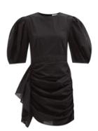 Matchesfashion.com Rhode - Pia Ruffled Cotton-poplin Mini Dress - Womens - Black