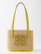 Loewe Paula's Ibiza - Anagram-logo Mini Raffia Basket Bag - Womens - Yellow Multi