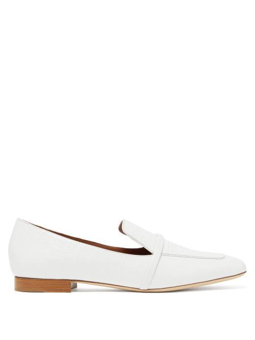 Matchesfashion.com Malone Souliers - Jane Crocodile-effect Leather Loafers - Womens - White