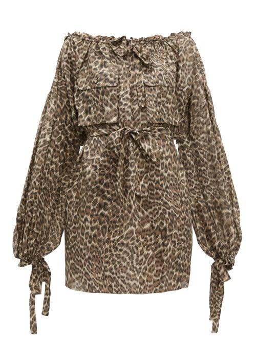 Matchesfashion.com Zimmermann - Suraya Leopard Print Silk Dress - Womens - Leopard