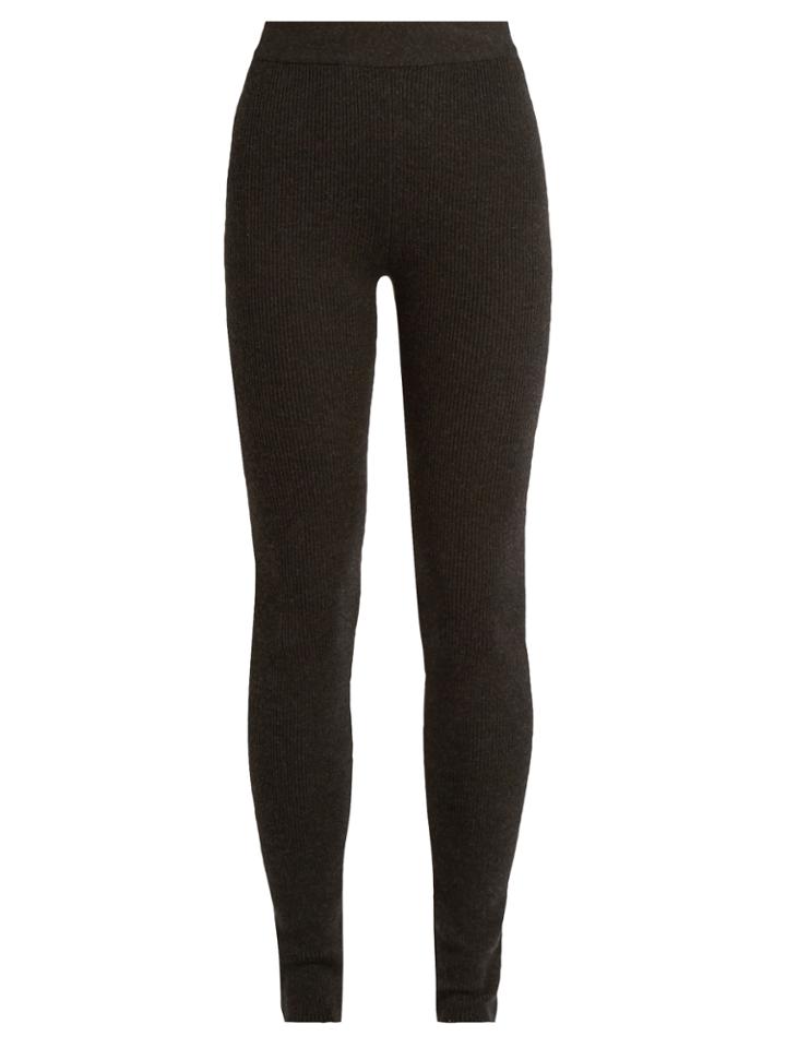 Ryan Roche Ribbed-knit Cashmere-blend Leggings