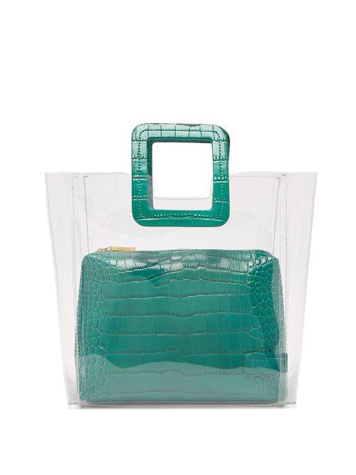 Matchesfashion.com Staud - Shirley Pvc And Leather Tote Bag - Womens - Dark Green
