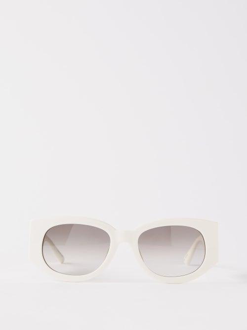 Linda Farrow - Debbie Oval Acetate Sunglasses - Womens - White Grey