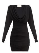 Matchesfashion.com Alexandre Vauthier - Cowl-neck Ruched Jersey Mini Dress - Womens - Black